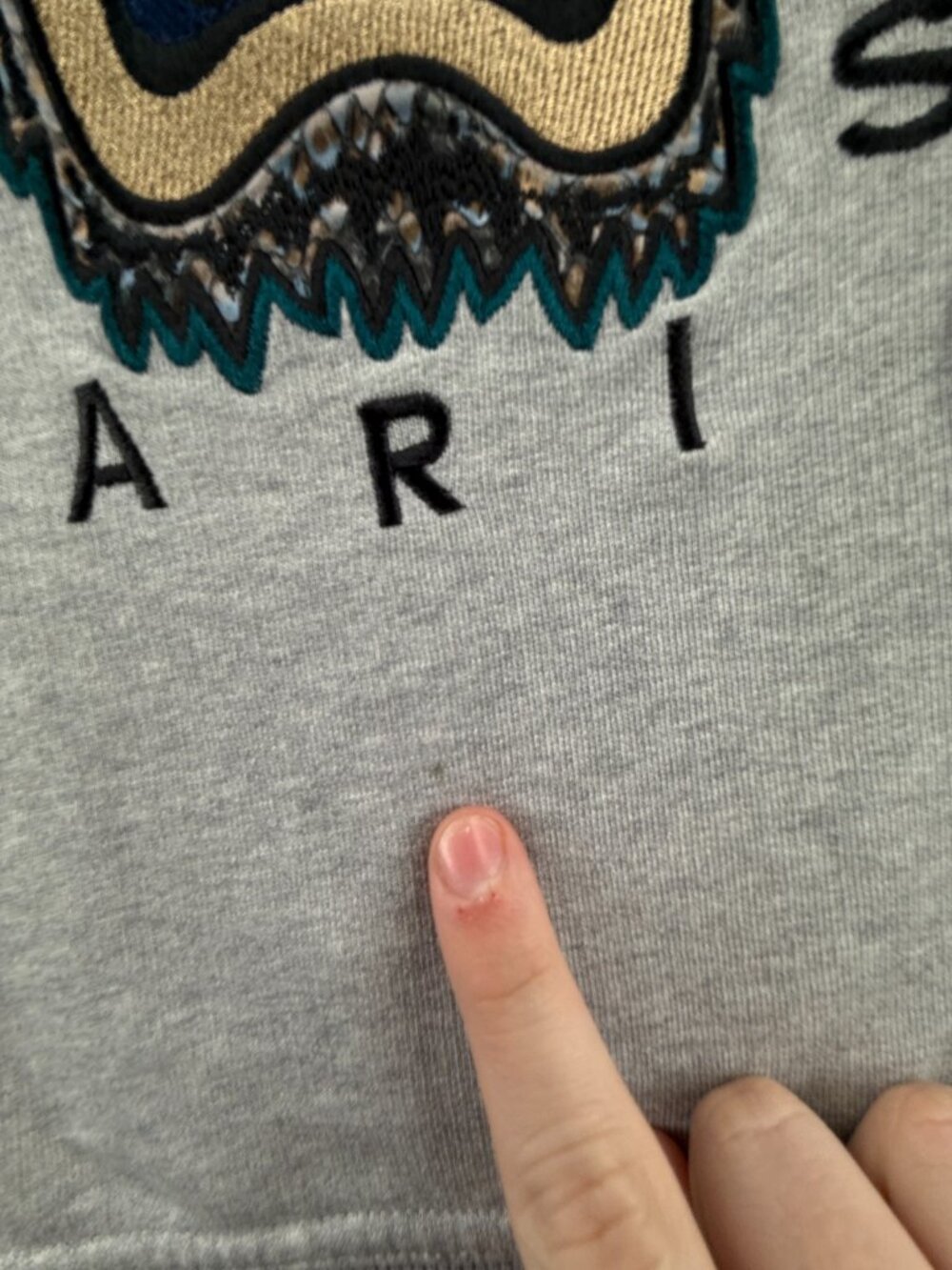 KENZO Paris Sweatshirt Pullover Graphic Print Long Sleeve Large Gray Tiger Logo - Picture 10 of 16